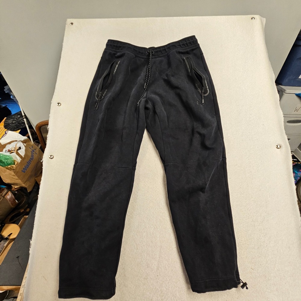 Nike Tech Fleece Joggers Mens Large Black Sweatpants Bungee Hem Zip Pocket